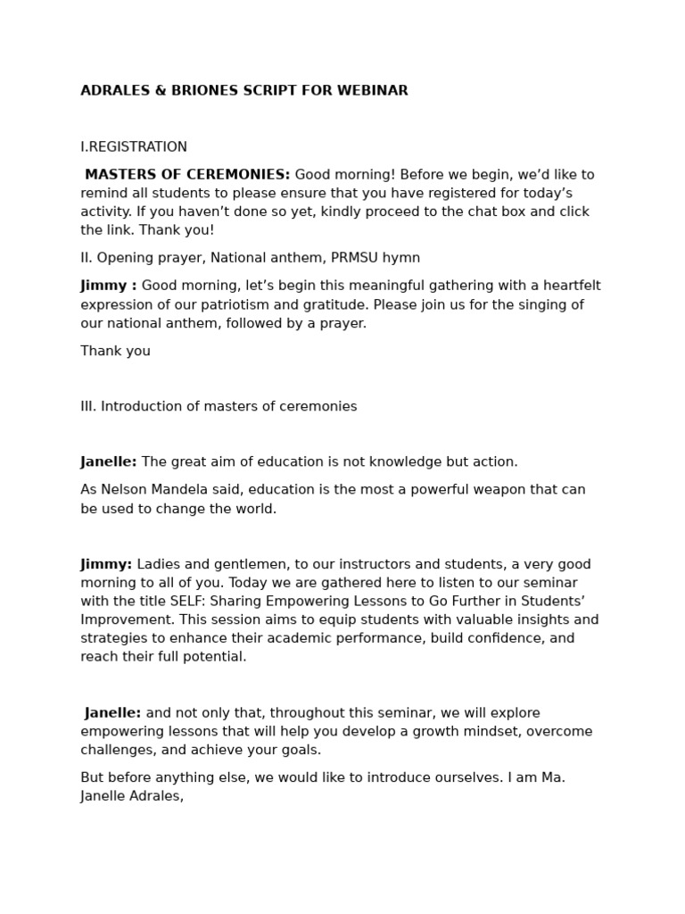 Empowering Students: SELF Seminar Script | PDF | Learning