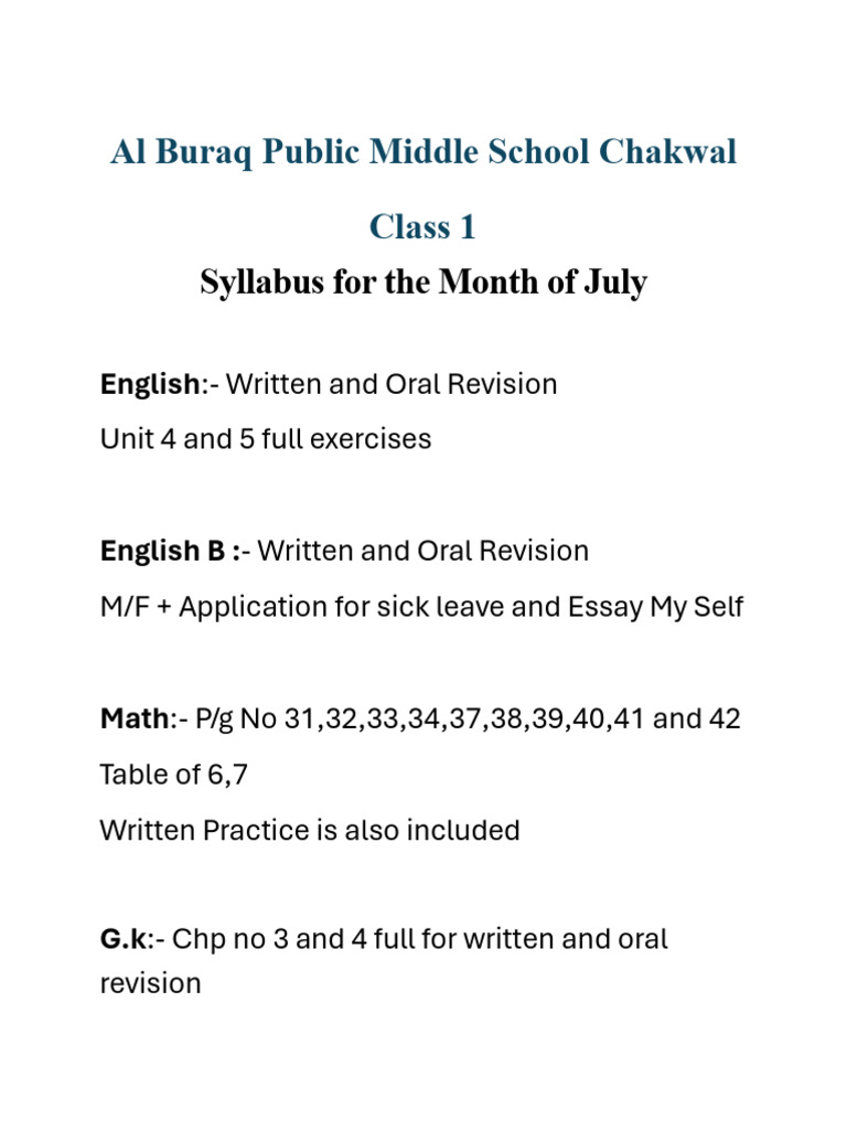 Class 1 | PDF