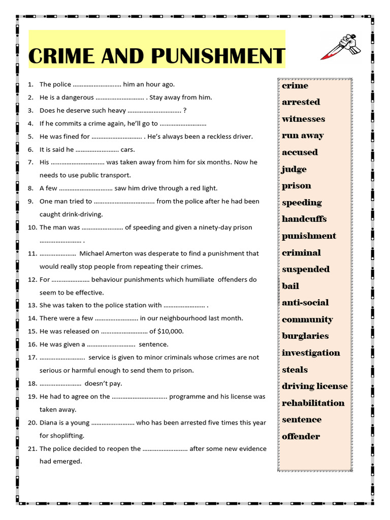 Crime and Punishment Vocabulary Guide | PDF | Crimes | Crime & Violence