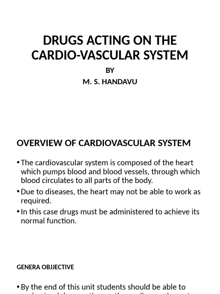 Unit 6. Drugs Acting On The Cardio-Vascular System | PDF | Thrombus | Heart