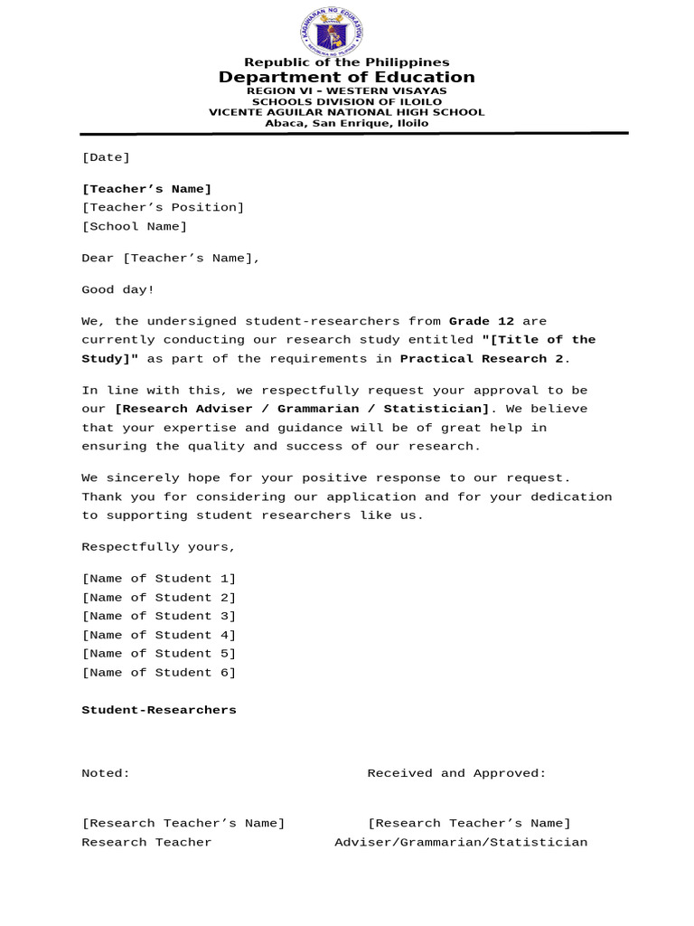 Letter For Research Advisergrammarian and Statistician | PDF