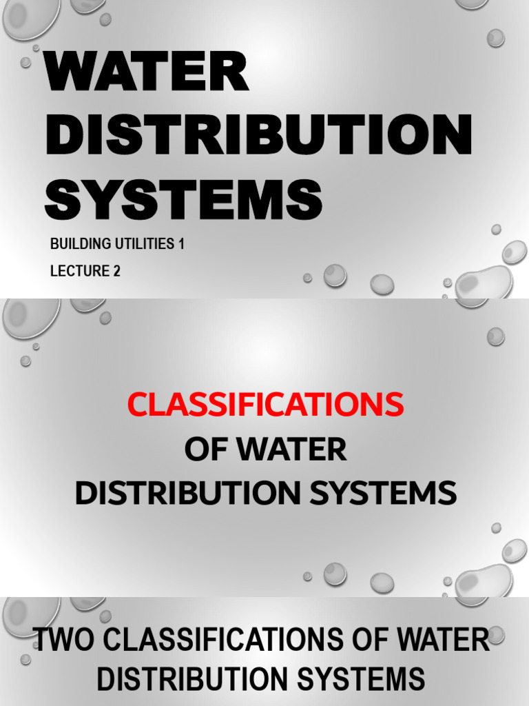 Water Distribution Systems Overview | PDF | Pipe (Fluid Conveyance ...