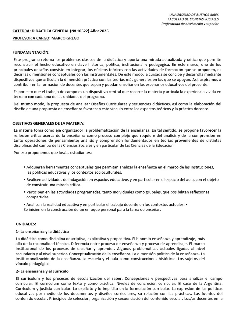 Didáctica 2025: Formación Docente Actualizada | PDF | Plan de estudios ...