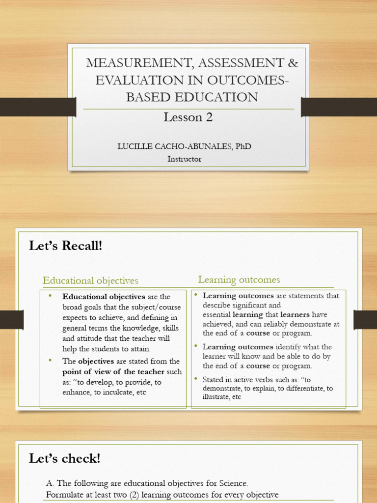 Outcomes-Based Education Assessment Guide | PDF | Educational ...