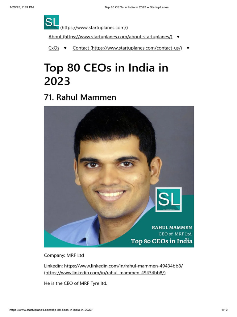 Top 80 Indian CEOs of 2023 | PDF | Business | Economies