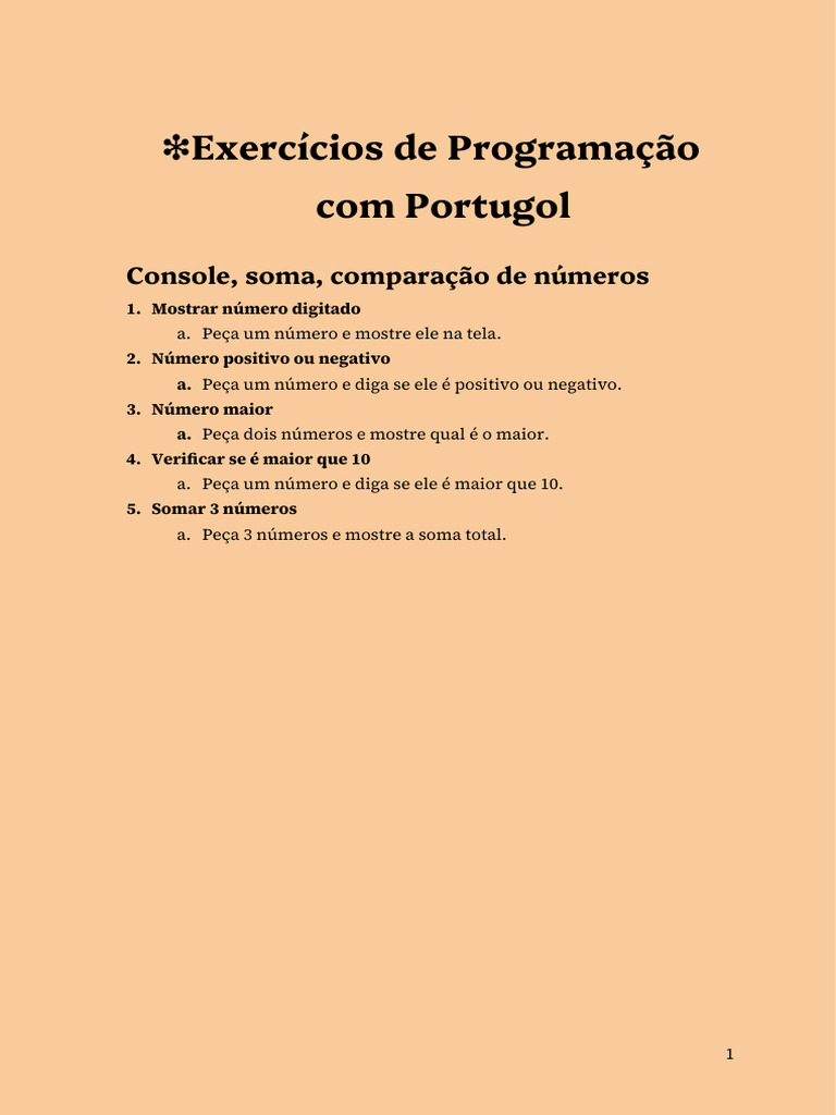 Exercícios de Programação em Portugol | PDF