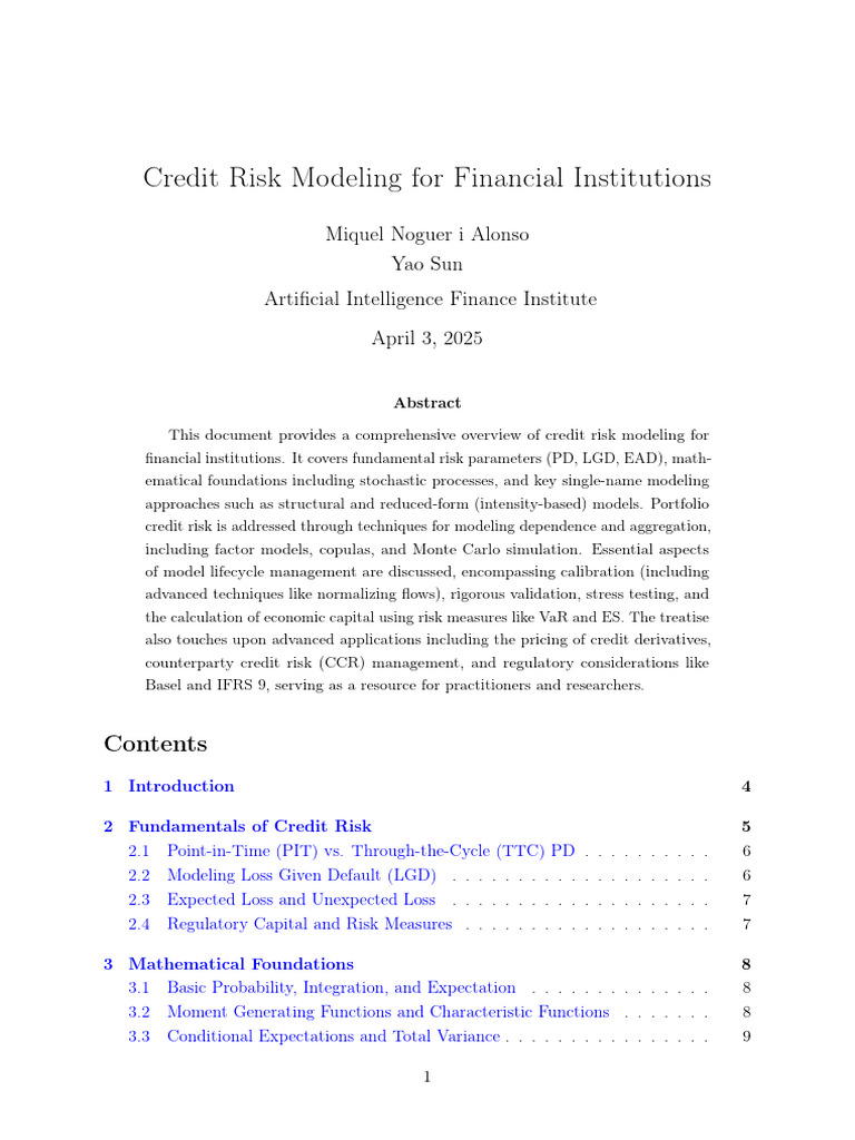 Credit Risk Modeling Techniques Guide | PDF | Value At Risk | Credit Risk