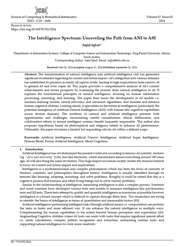 From ANI to ASI: AI's Evolution Explained | PDF | Intelligence (AI ...