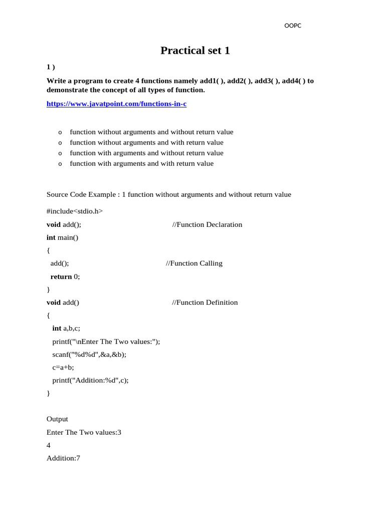 C Functions and Structures Examples | PDF | Parameter (Computer ...