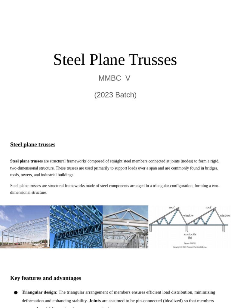 Steel Plane Trusses Overview | PDF | Truss | Mechanical Engineering
