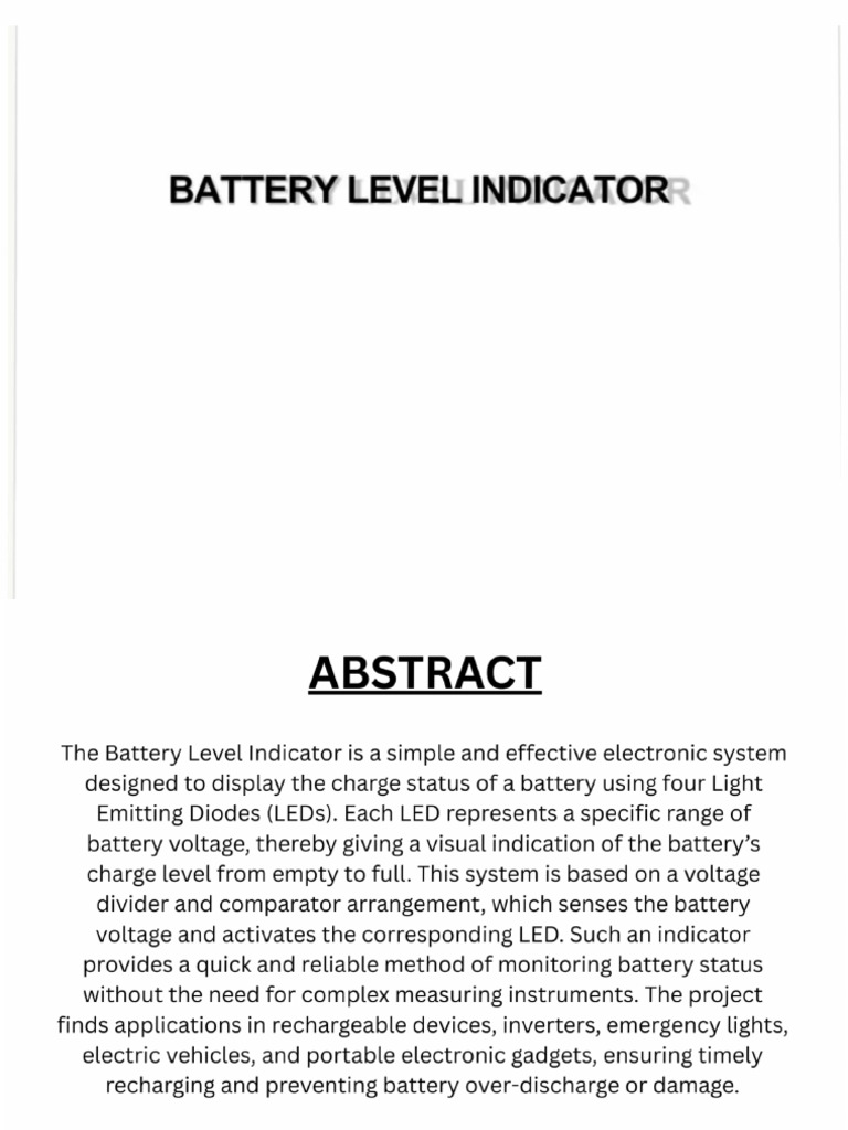 Battery Level Indicator Project | PDF