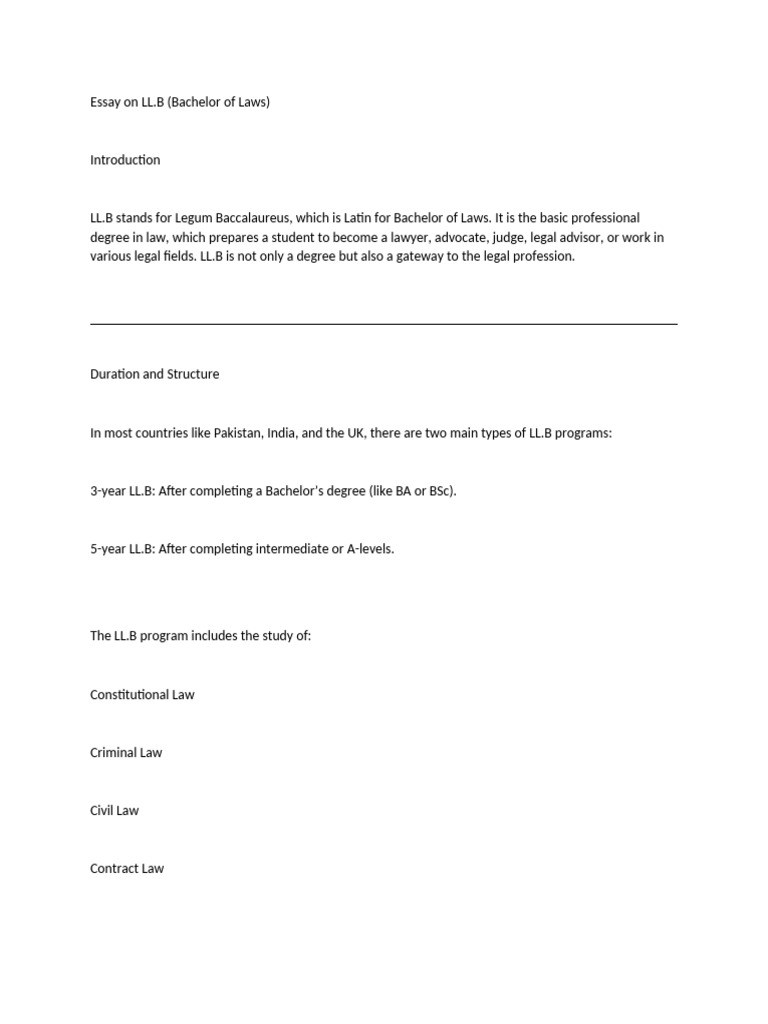 Overview of LL.B Degree and Career Paths | PDF