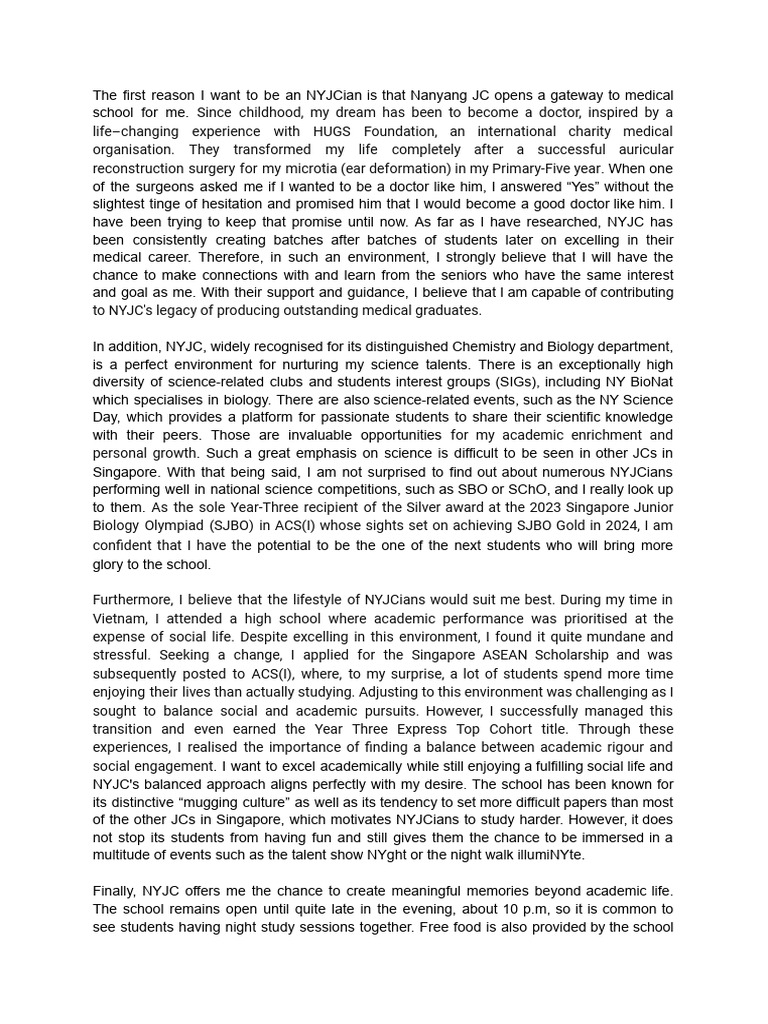 Nanyang JC: My Path to Medicine | PDF | Cognition | Social Psychology