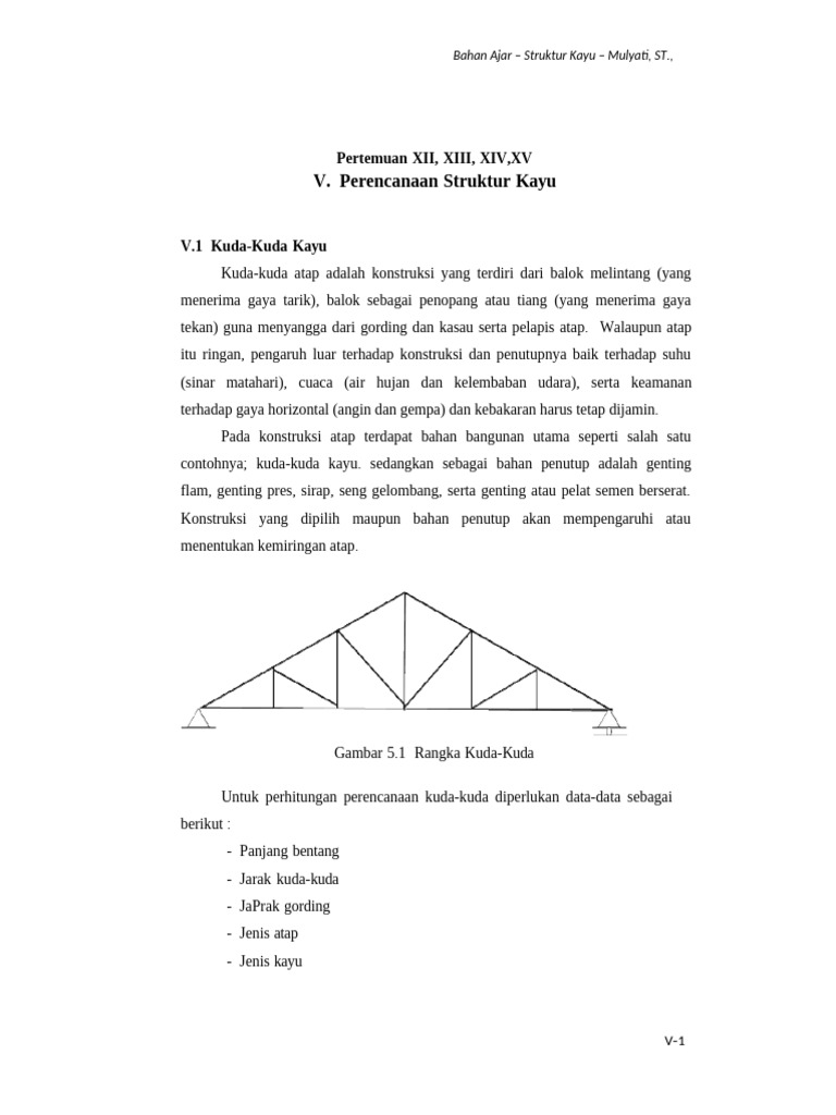 Perencanaan Kuda-Kuda Kayu dan Jembatan | PDF