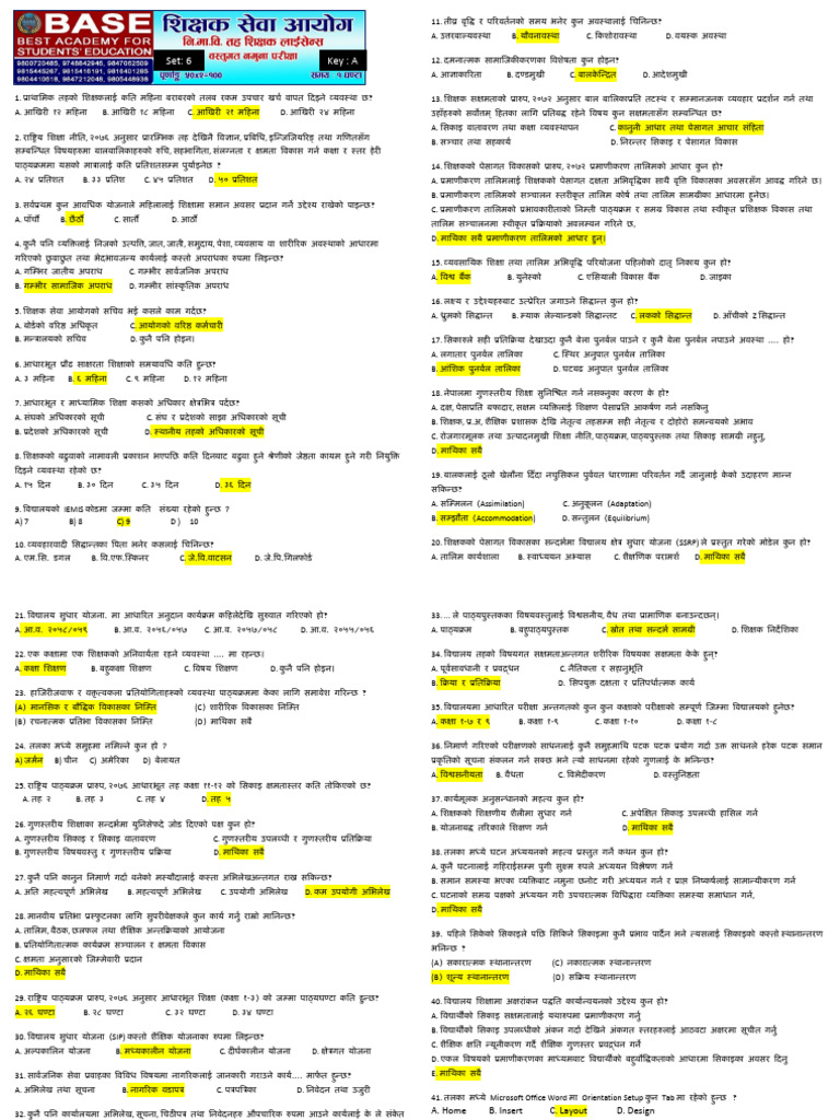 Test 06 Key A | PDF