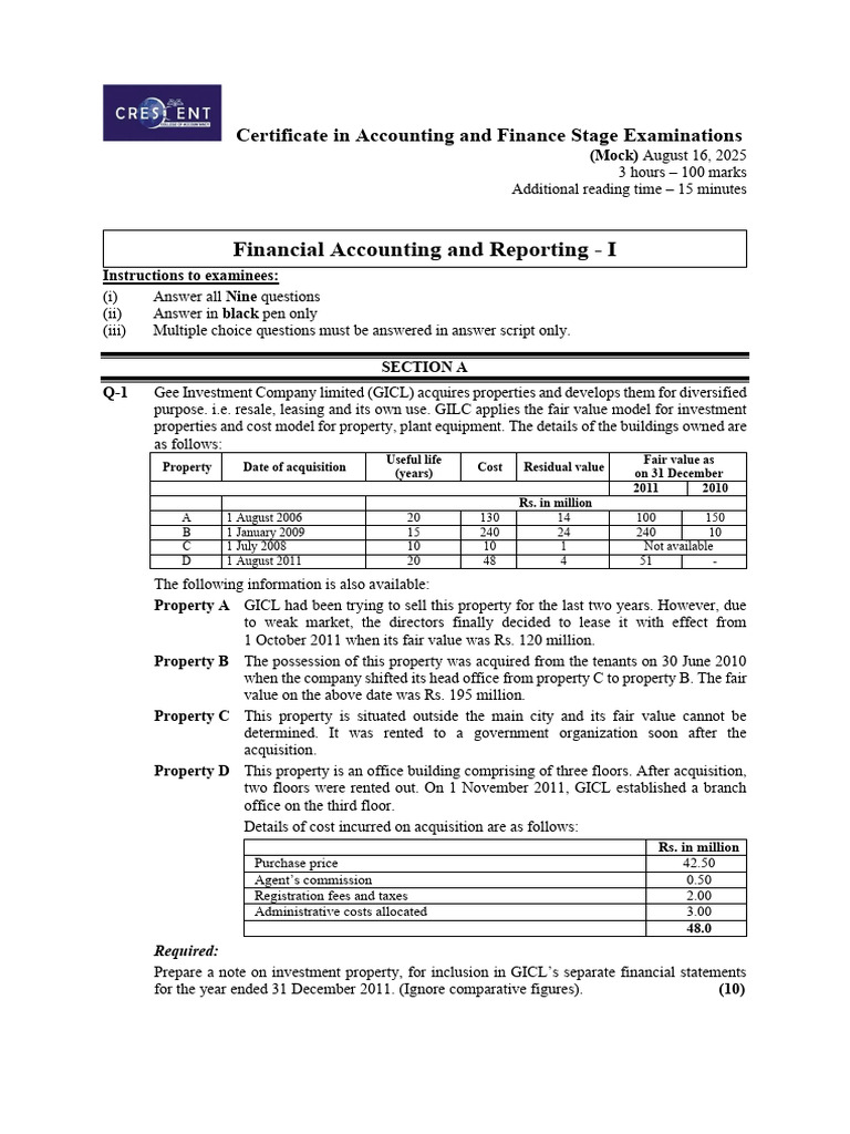 Accounting Exam: Financial Reporting Focus | PDF | Expense | Balance Sheet