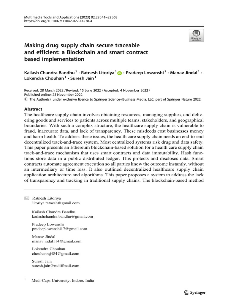 Blockchain for Secure Pharma Supply Chain | PDF | Java Script | Supply ...