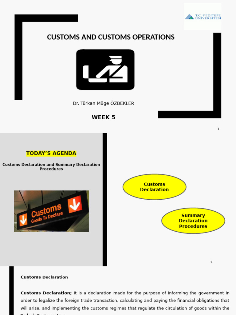 WEEK 5-Customs and Customs Operations | PDF | Customs | Port