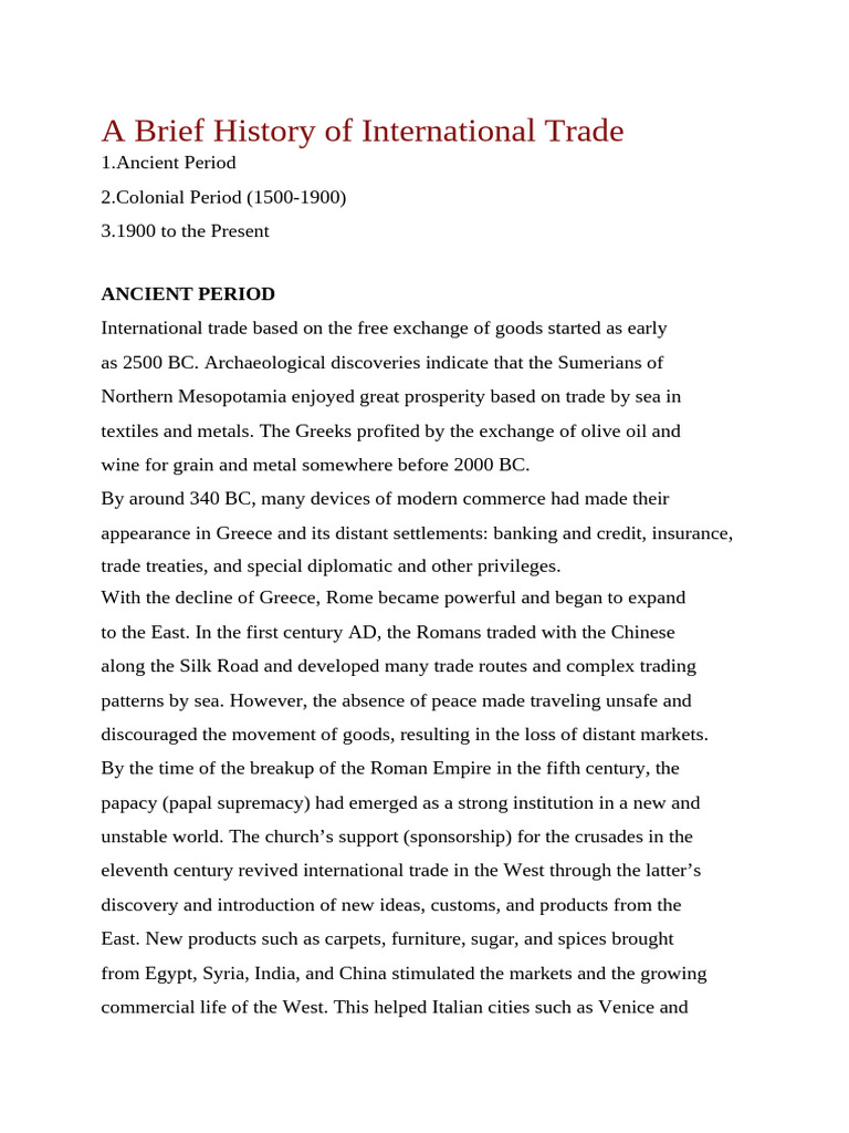 History of International Trade | PDF | Trade | Tariff