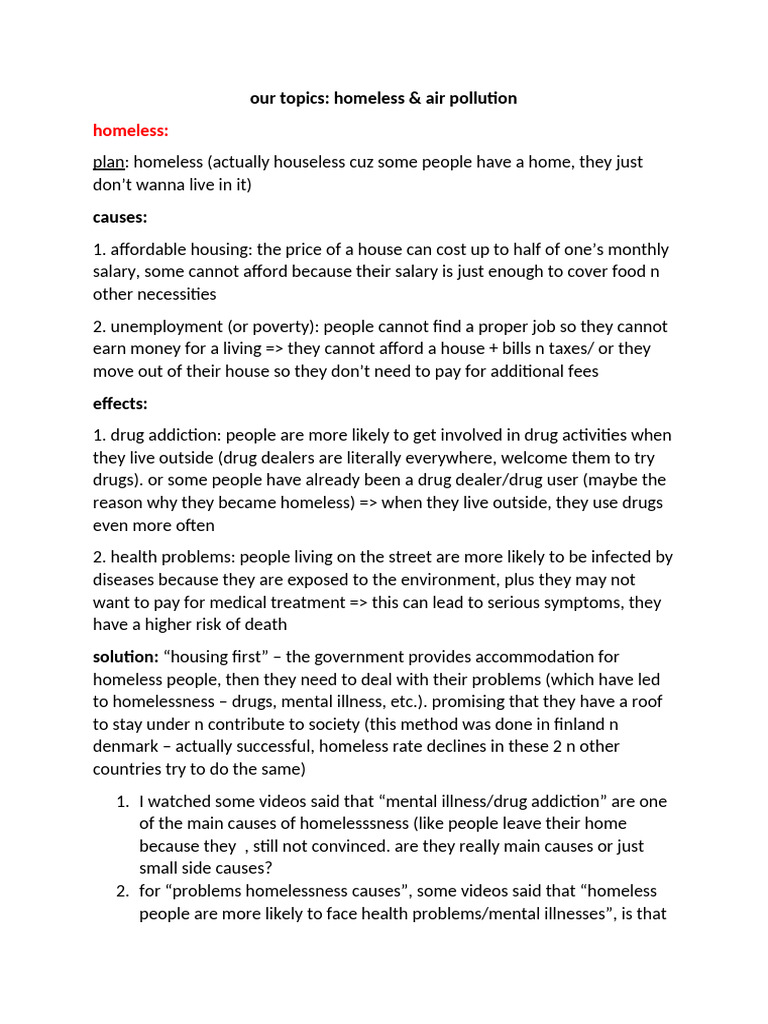 Causes and Solutions for Homelessness | PDF | Homelessness | Substance ...