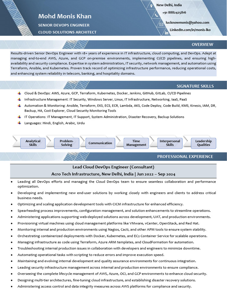 Senior DevOps Engineer Profile Summary | PDF | Cloud Computing ...