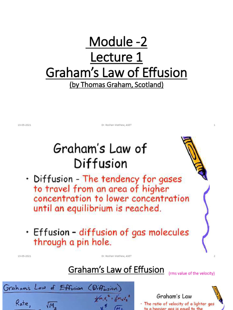 Lecture - 1 Graham's Law of Effusion | PDF