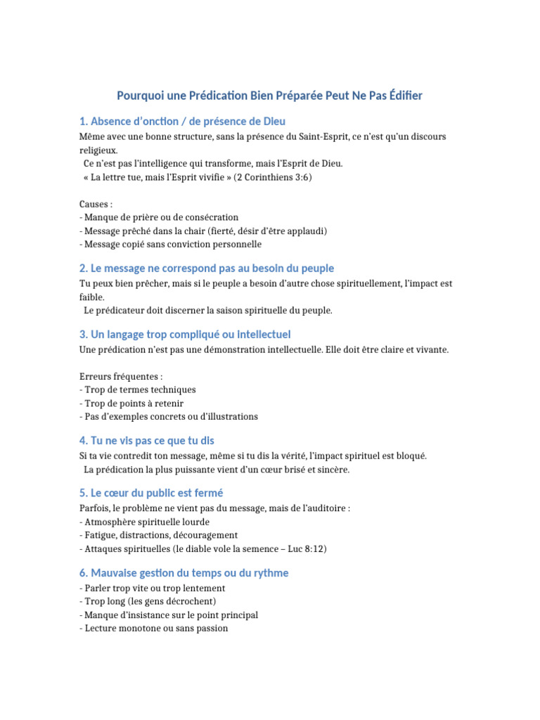 Prédication : Clés pour Édifier l'Auditoire | PDF