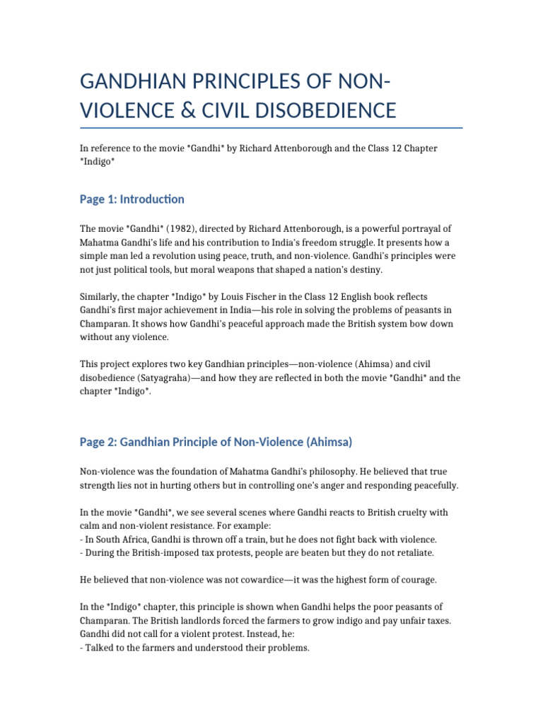 Gandhian Non-Violence & Civil Disobedience | PDF | Mahatma Gandhi ...