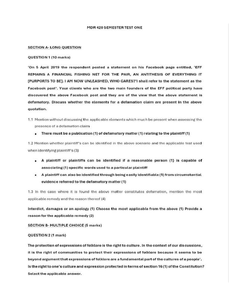 Mdrsem Test 1 | PDF