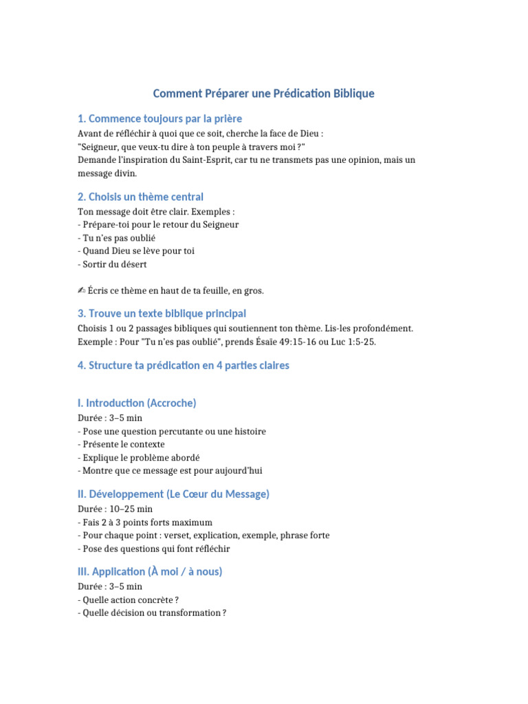 Préparer une Prédication Biblique | PDF