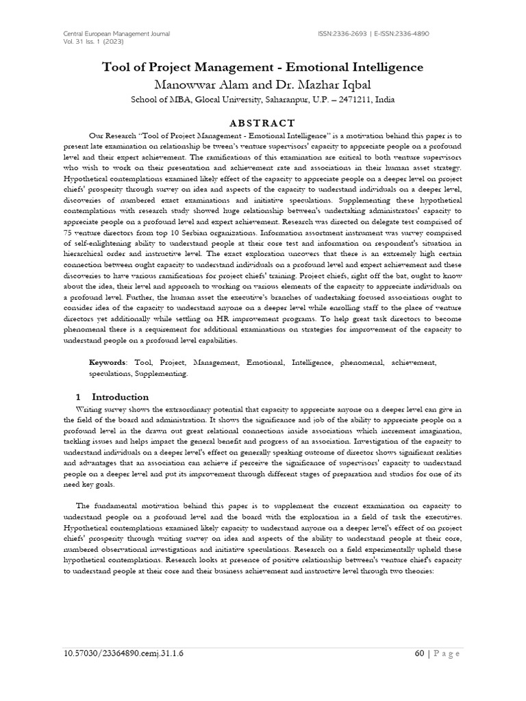 60 65 Tool+of+Project+Management+ +Emotional+Intelligence | PDF ...