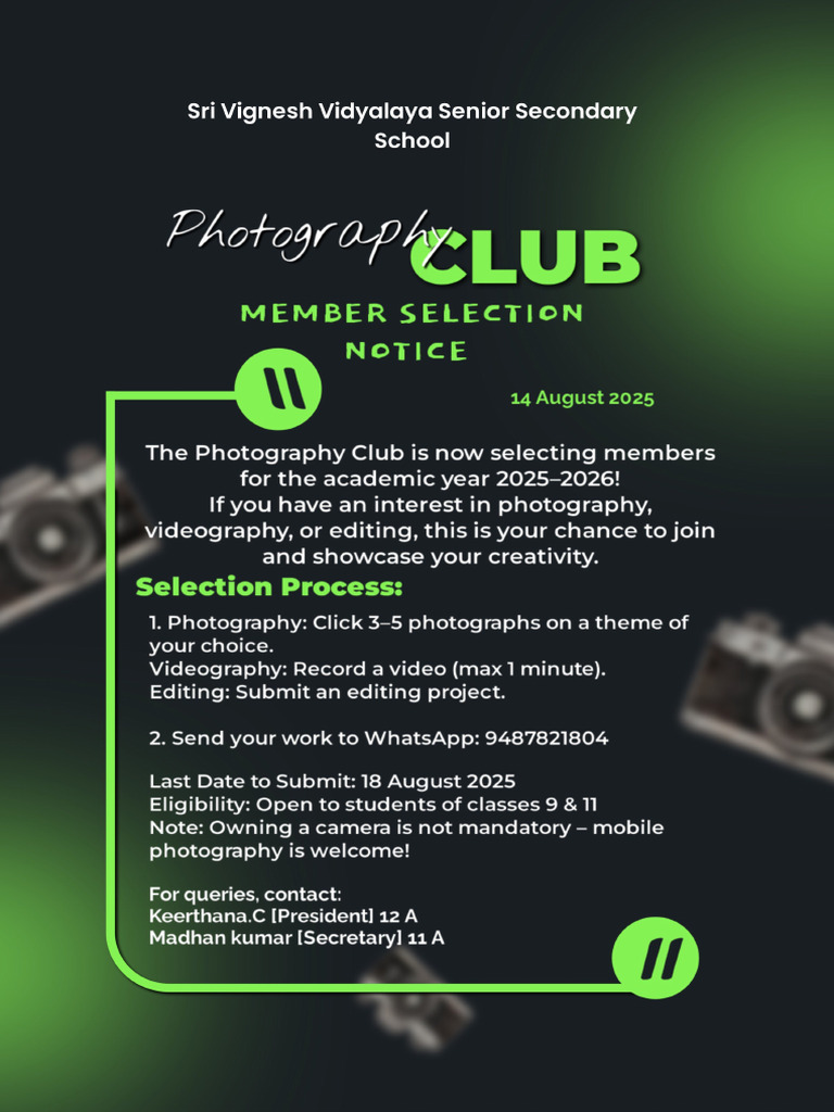 Photography Club - Member Selection | PDF