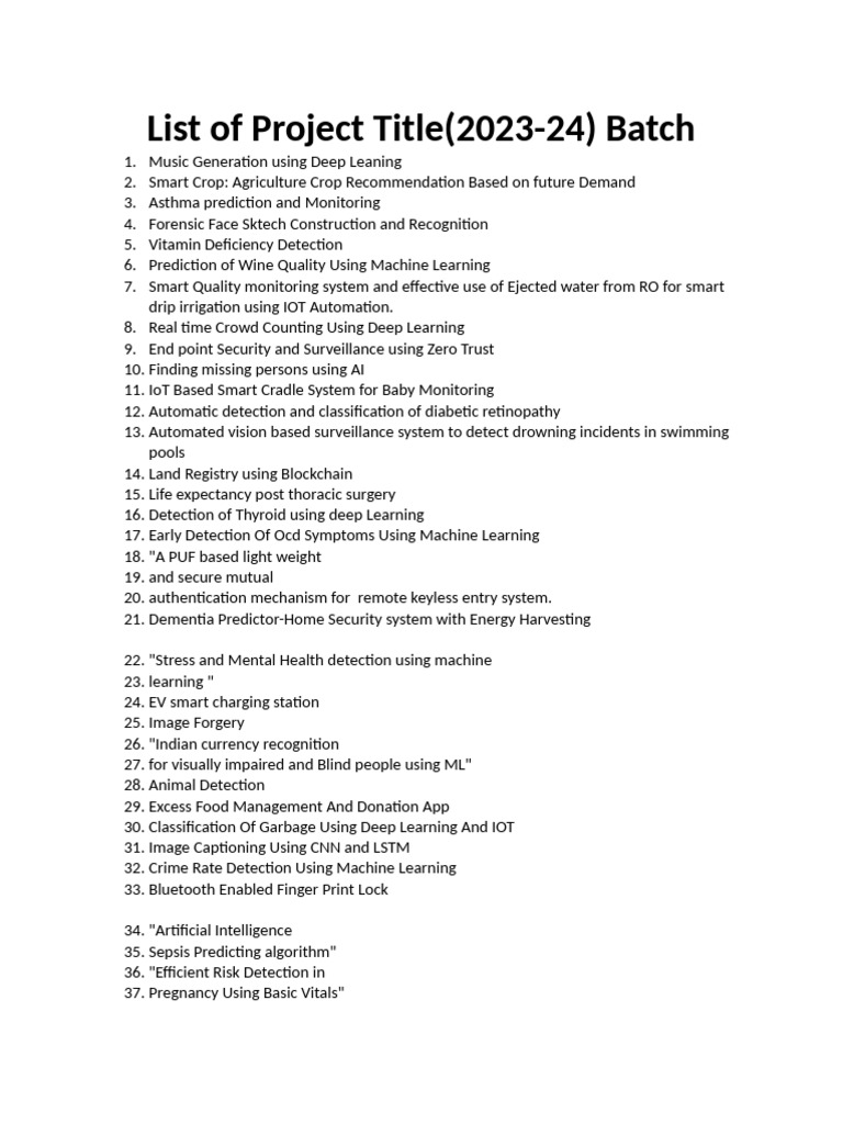 2023-24 Project Ideas in AI & IoT | PDF | Internet Of Things | Machine ...