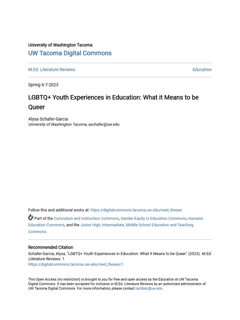LGBTQ+ Youth in Education: Key Insights | PDF | Queer Theory | LGBTQIA+ ...