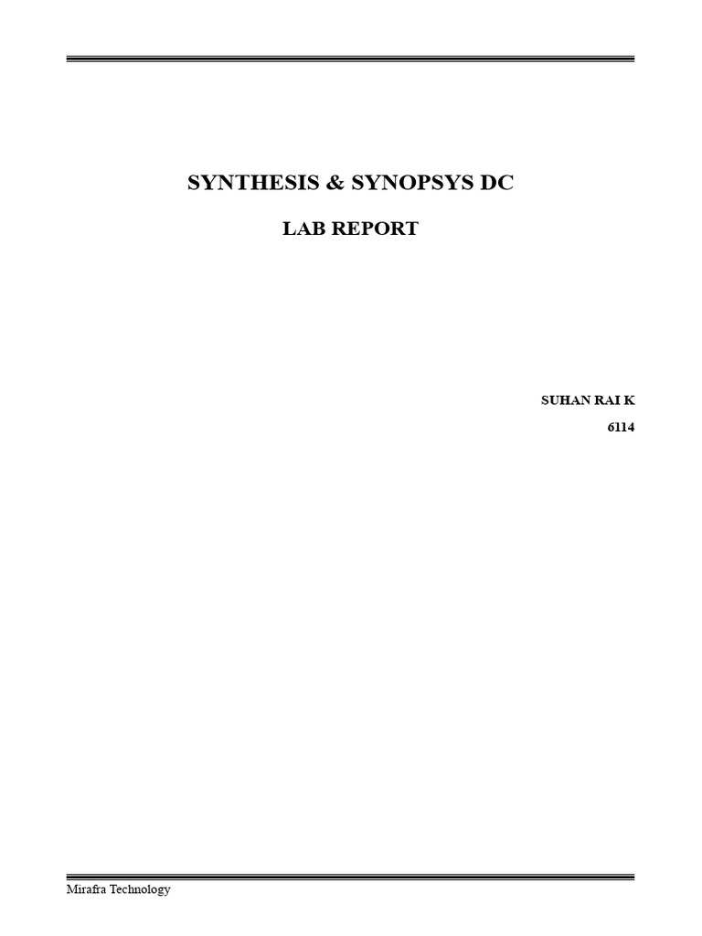Synthesis Lab Report Suhan Rai K 6114 | PDF | Electronics | Computer ...