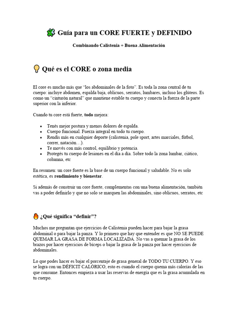 ? Guía para Un CORE FUERTE | PDF | Alimentos | Dieta