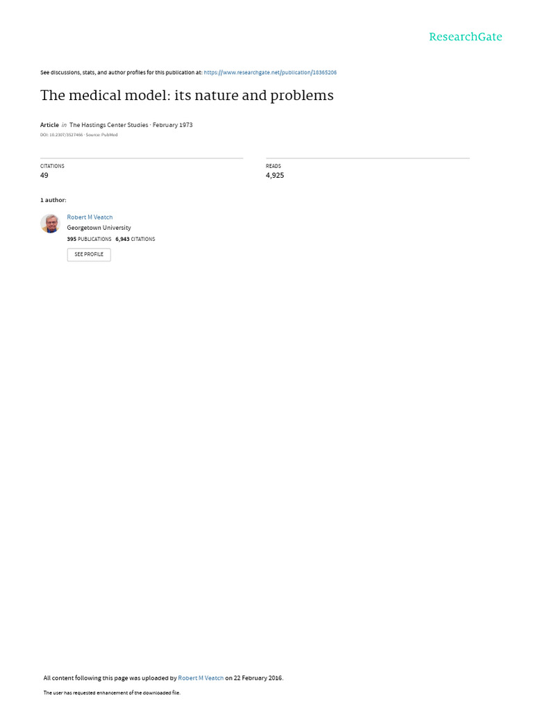 Nature and Problems of the Medical Model | PDF