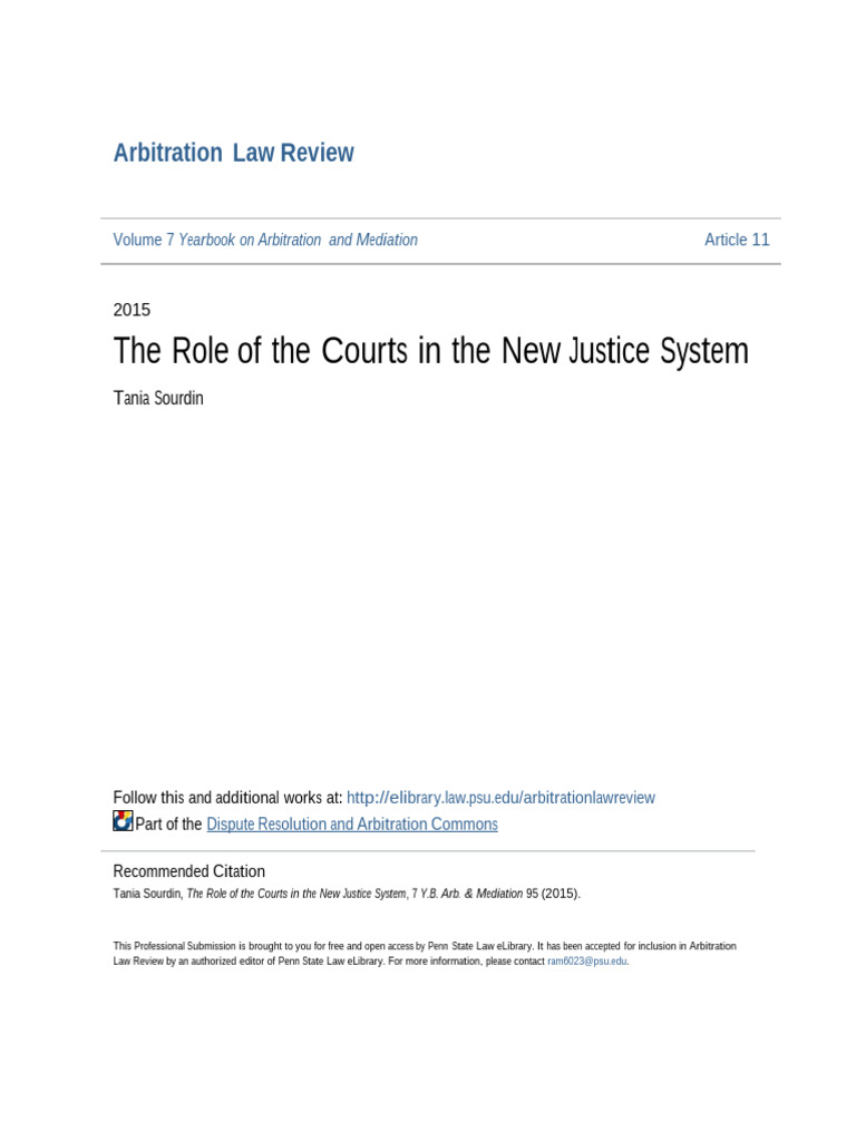 Courts' Evolving Role in Justice System | PDF | Alternative Dispute ...