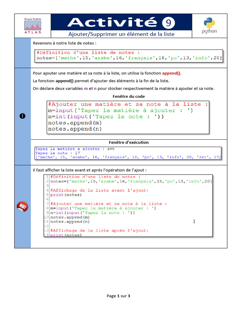 Ajouter/Supprimer des éléments en Python | PDF | Programmation ...