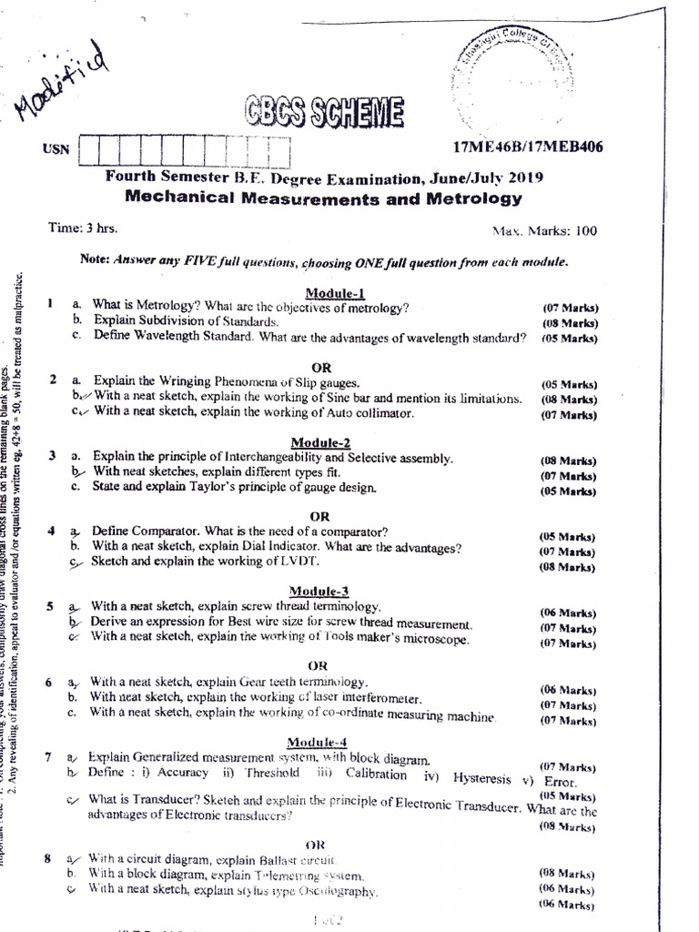 MMM 18me46b Scheme July 2019 | PDF