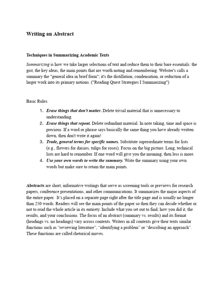 Techniques for Summarizing Texts | PDF | Learning | Cognition