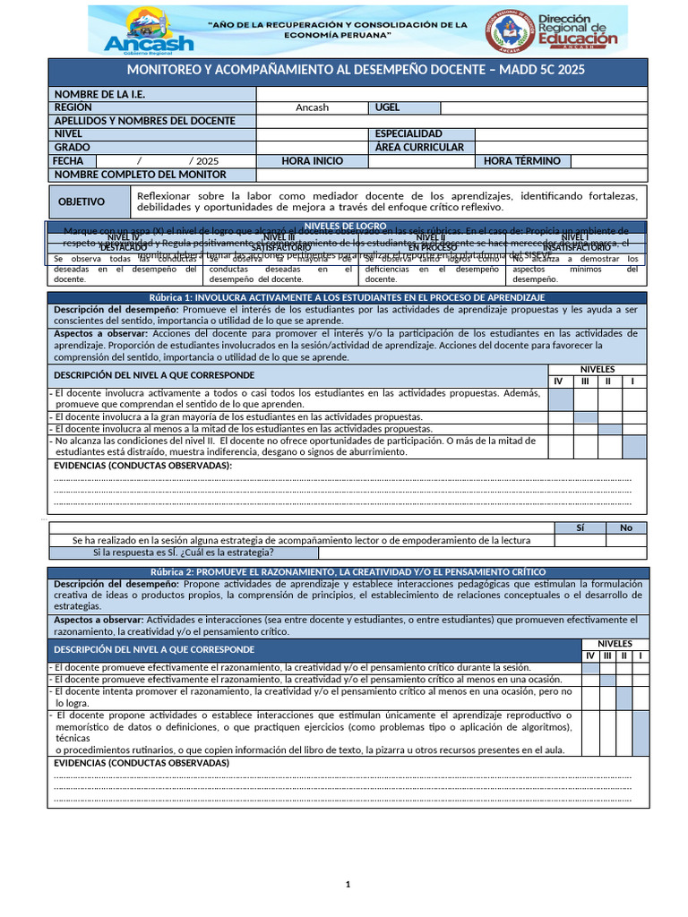 Evaluación del Desempeño Docente 2025 | PDF | Creatividad | Aprendizaje
