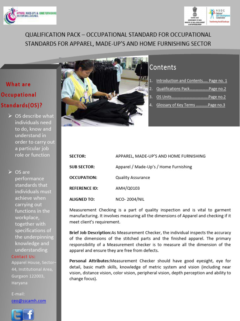 Measurement Checker Qualification Pack | PDF | Occupational Safety And ...