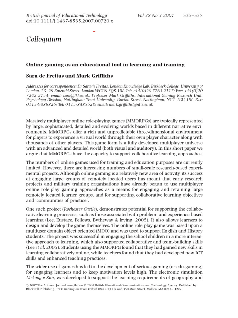 Online Gaming As An Educational Tool in | PDF | Learning | Educational ...