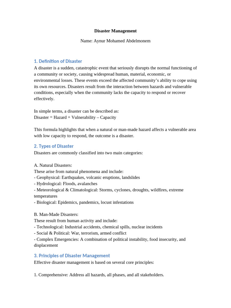 Understanding Disaster Management Principles | PDF | Natural Disasters ...