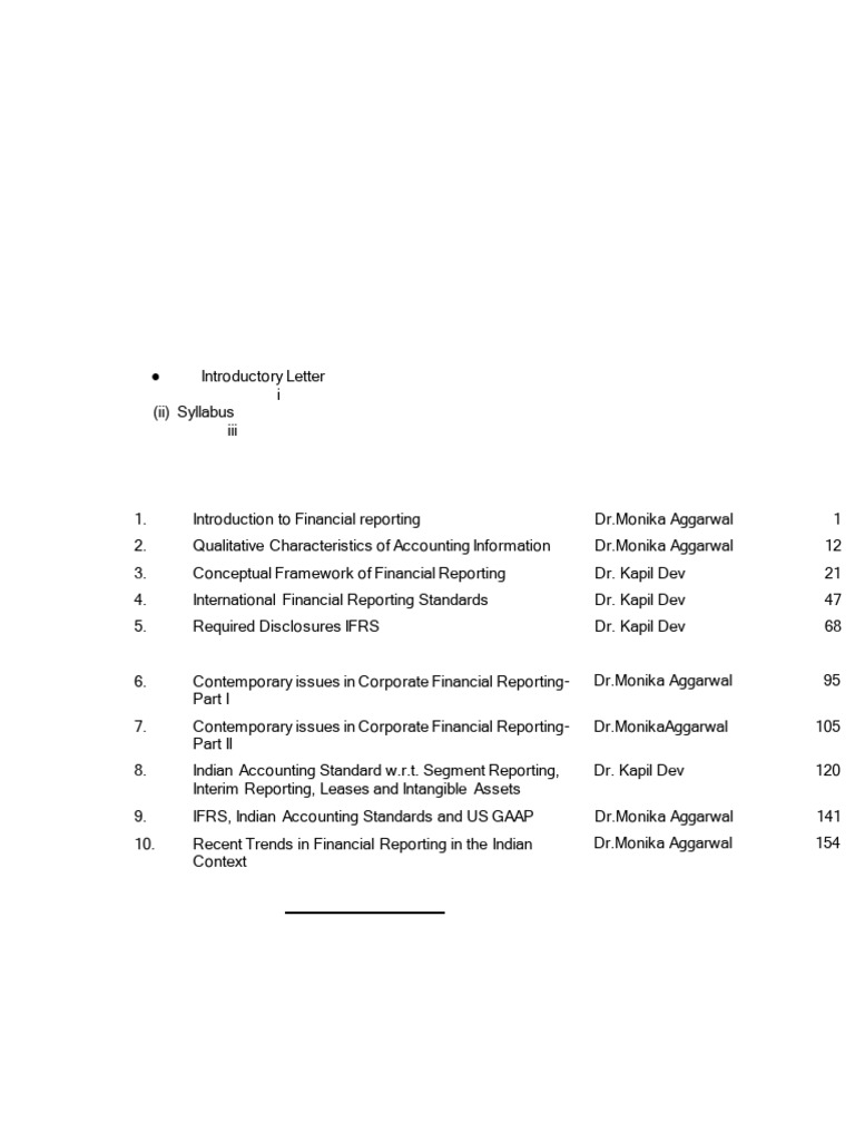 Issues in Financial Reporting Overview | PDF | International Financial ...