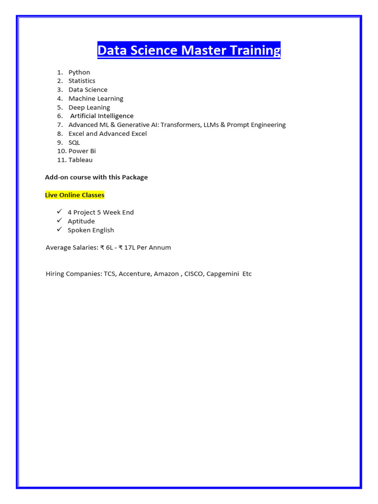 Data Science Master Training Syllabus | PDF | Machine Learning ...