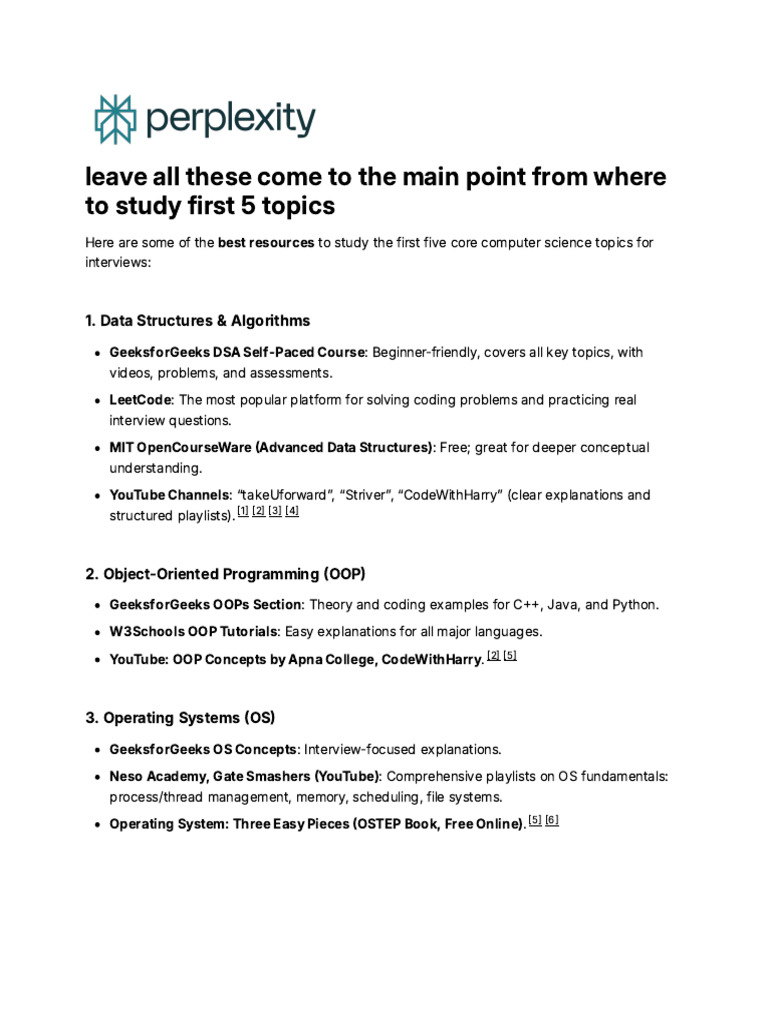 Essential CS Resources for Interviews | PDF | Databases | Object ...