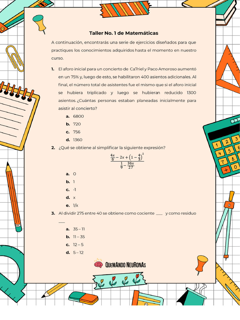 Simulacro 1 de Matemáticas | PDF