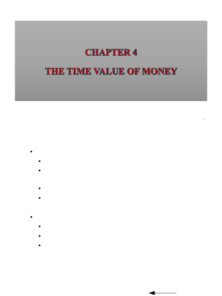 Chapter 4 Time Value of Money | PDF | Interest | Present Value